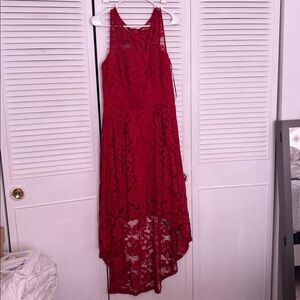 Elegant Red Lace Kids Formal Dress